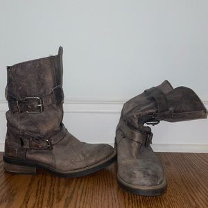 Brown Steve Madden motorcycle boots